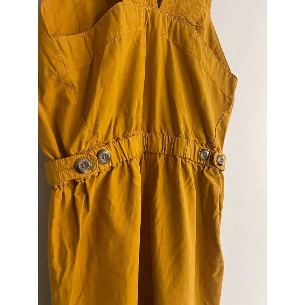 Everlane 8 The Fatigue Jumpsuit Cotton Linen Blend Pants Sleeveless Mustard